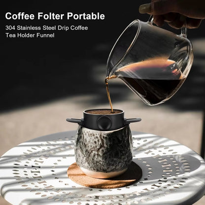 Coffee Filter Stainless Steel Easy Clean Portable Foldable Reusable Coffee Funnel Paperless Pour over Holder Coffee Dripper