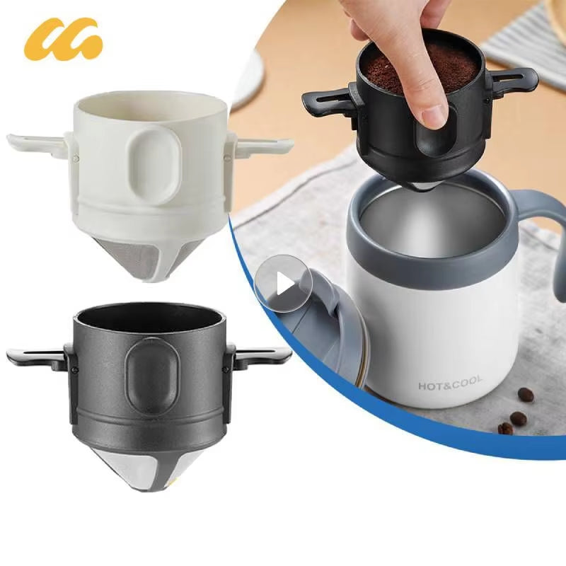 Coffee Filter Stainless Steel Easy Clean Portable Foldable Reusable Coffee Funnel Paperless Pour over Holder Coffee Dripper